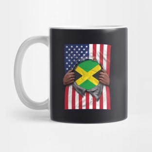 Jamaica Flag American Flag Ripped - Gift for Jamaican From Jamaica Mug
